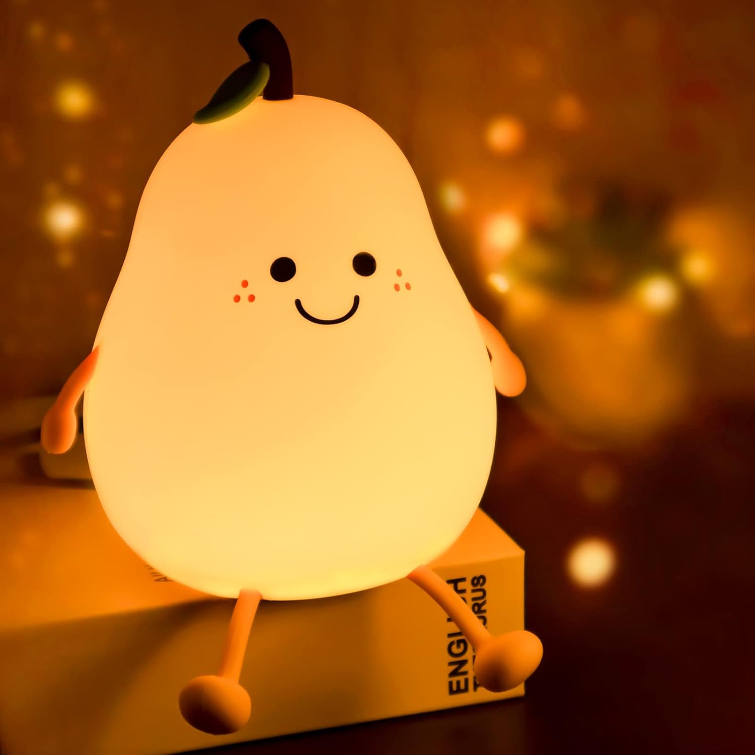 Pear Shape Silicone LED Night Light With 7 Colour Changing Touch Lamp 