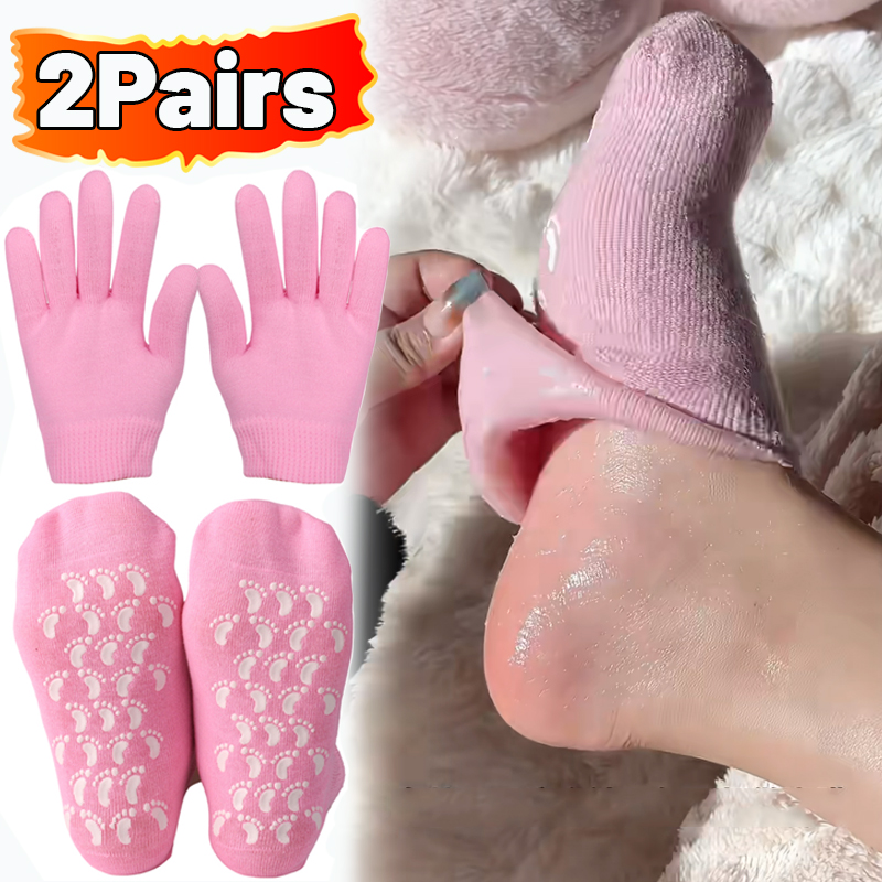 Silicone Moisturizing Hand And Foot Care Gloves And Socks Set - Multicolor