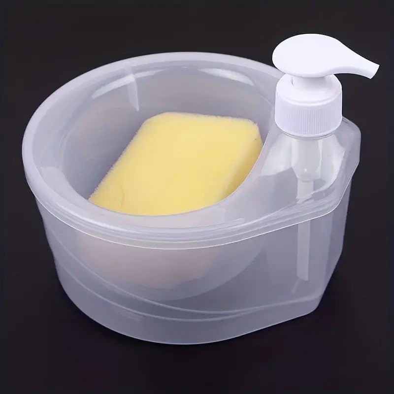 Large Double Layer 2 In 1 Soap Dispenser With Sponge Holder And Pump - Multicolor
