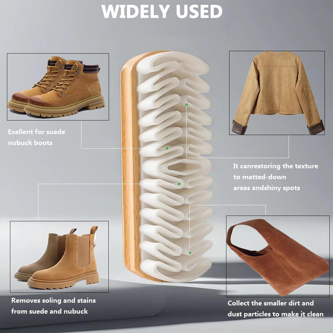 Suede Shoe Cleaning Brush With Nubuck Eraser Tool - Light Brown