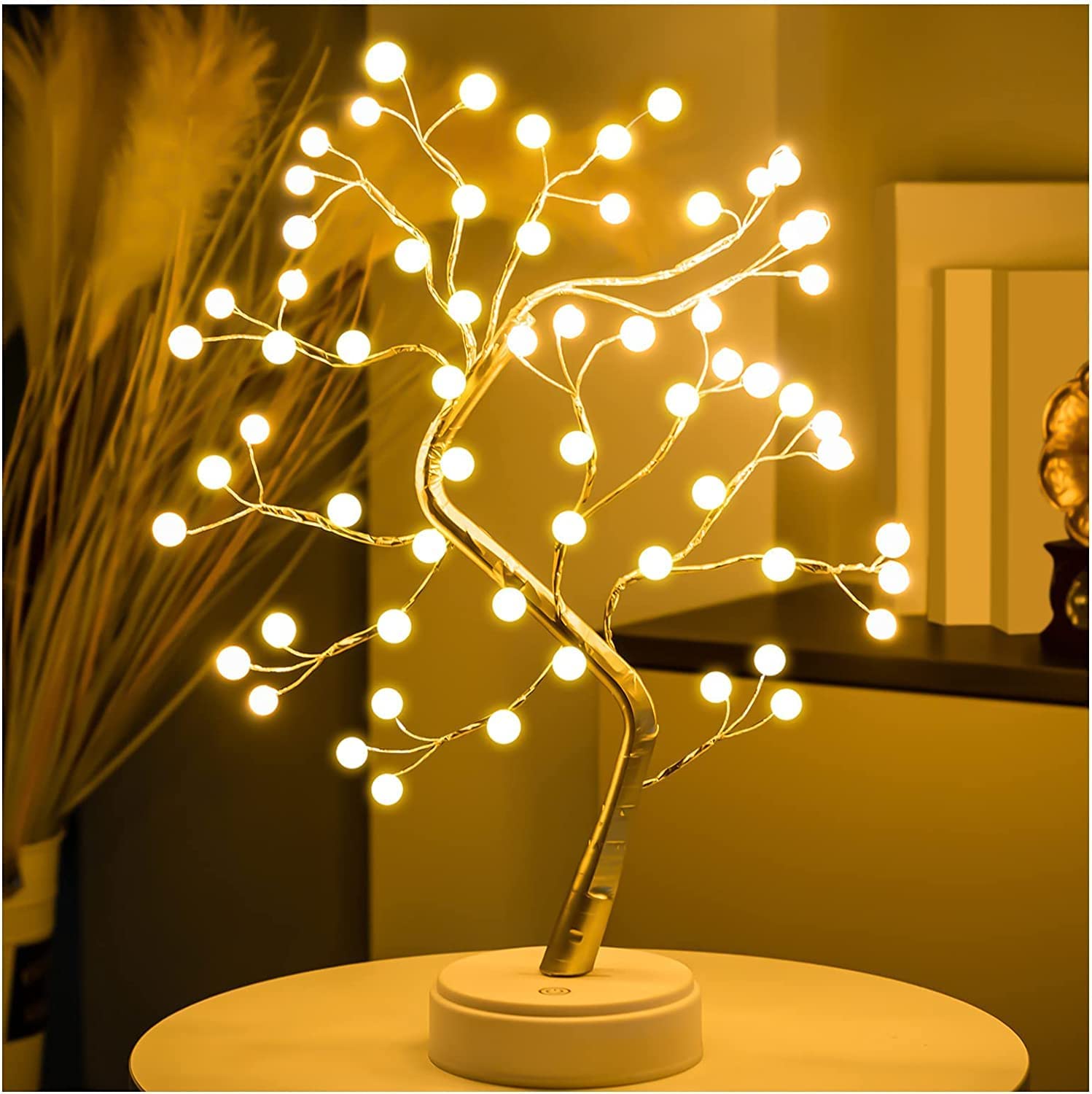 LED Bonsai Tree Table Lamp With USB And Battery Powered Night Light - Multicolor