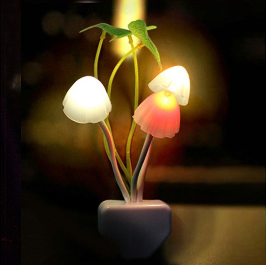 Romantic Color Changing LED Mushroom Sensor Night Light Wall Lamp - Multicolor