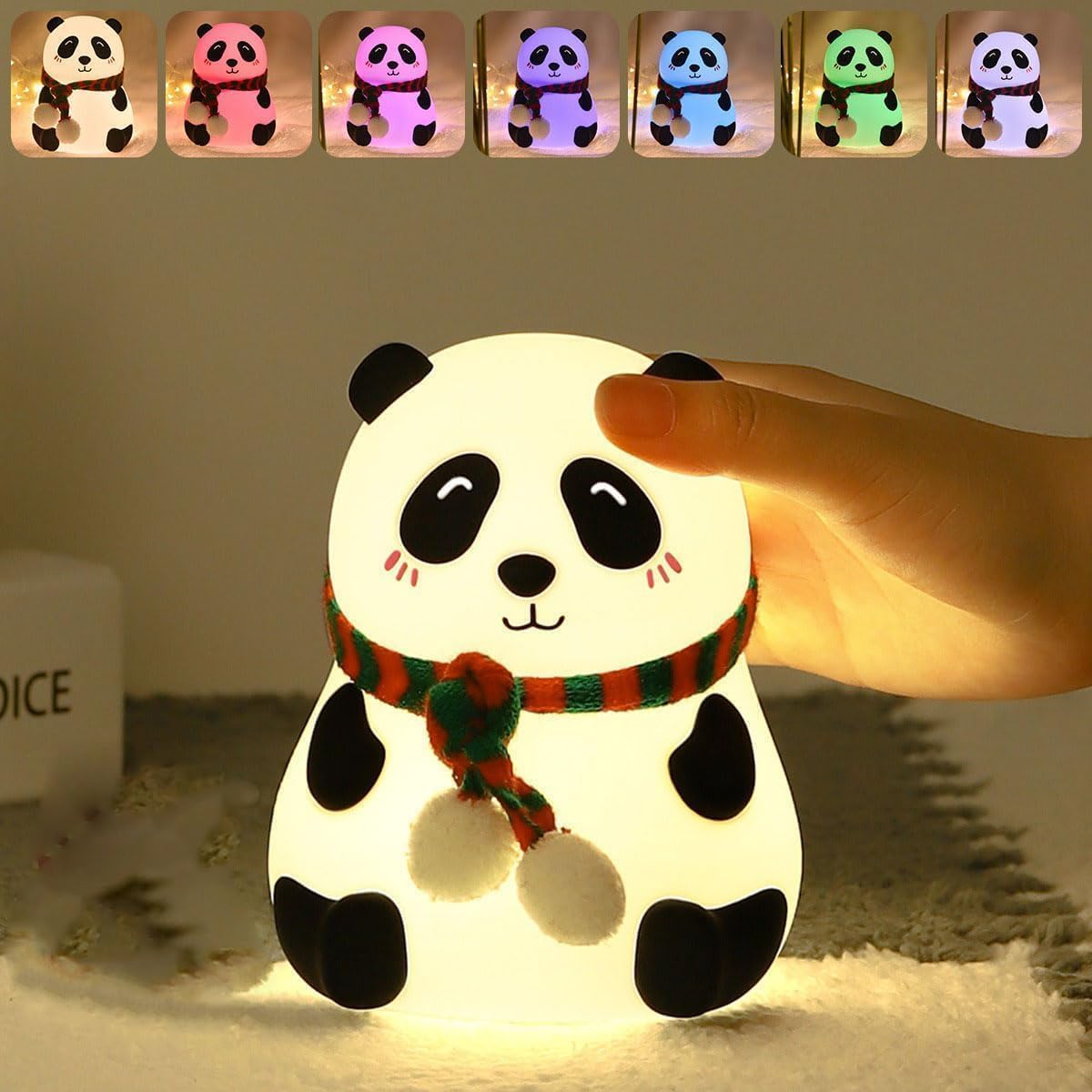 Multicolor Panda Night Light, Silicone LED Lamp, Cute Bedroom Decor & Birthday Gift for Kids