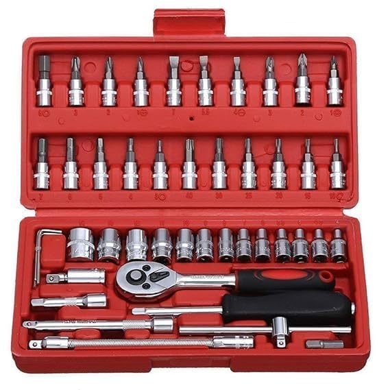 46 In 1 Multi Purpose Screwdriver And Socket Tool Kit With Storage Case 