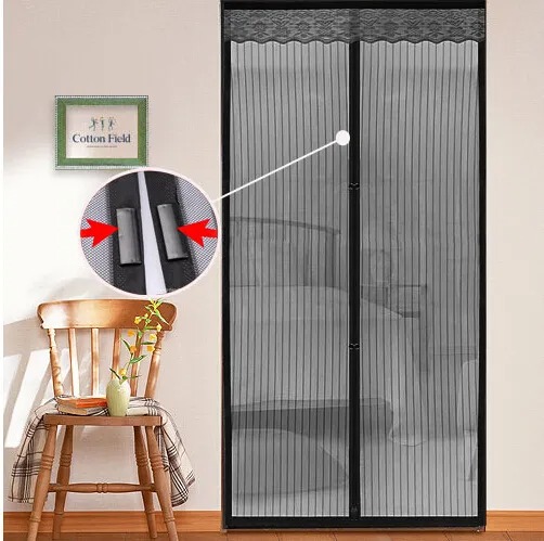 Magnetic Auto Closing Mosquito Net Door Curtain 200x100cm Grey - Multicolor