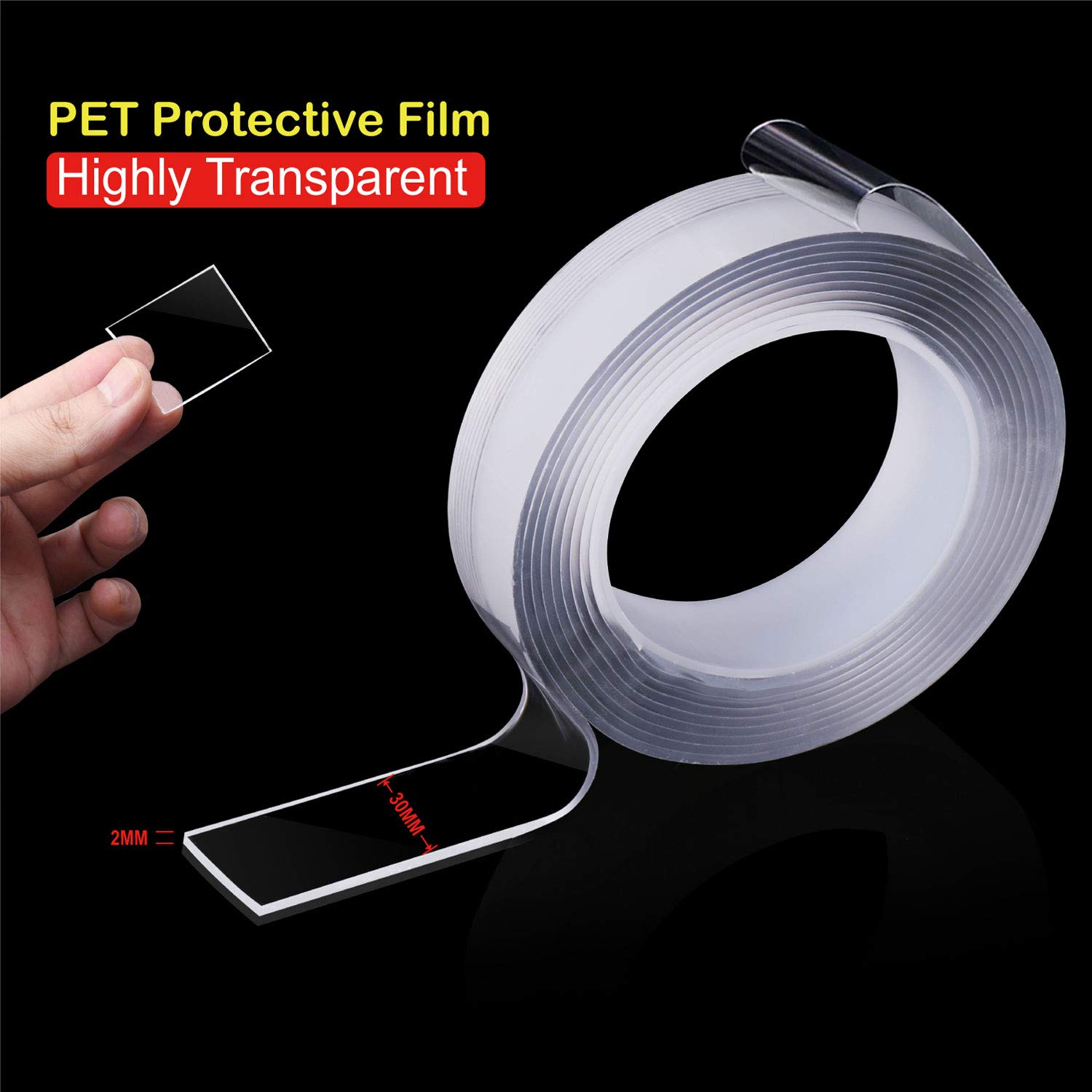 1mm Multipurpose Double Sided Washable Clear Mounting Tape - Transparent