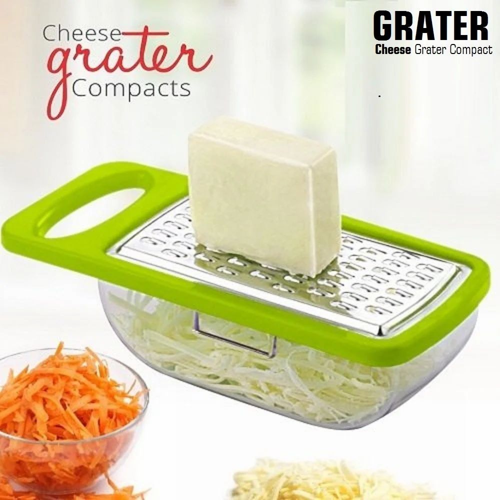 Stainless Steel Vegetable Cheese And Ginger Grater With Storage Container And Handle - Multicolor