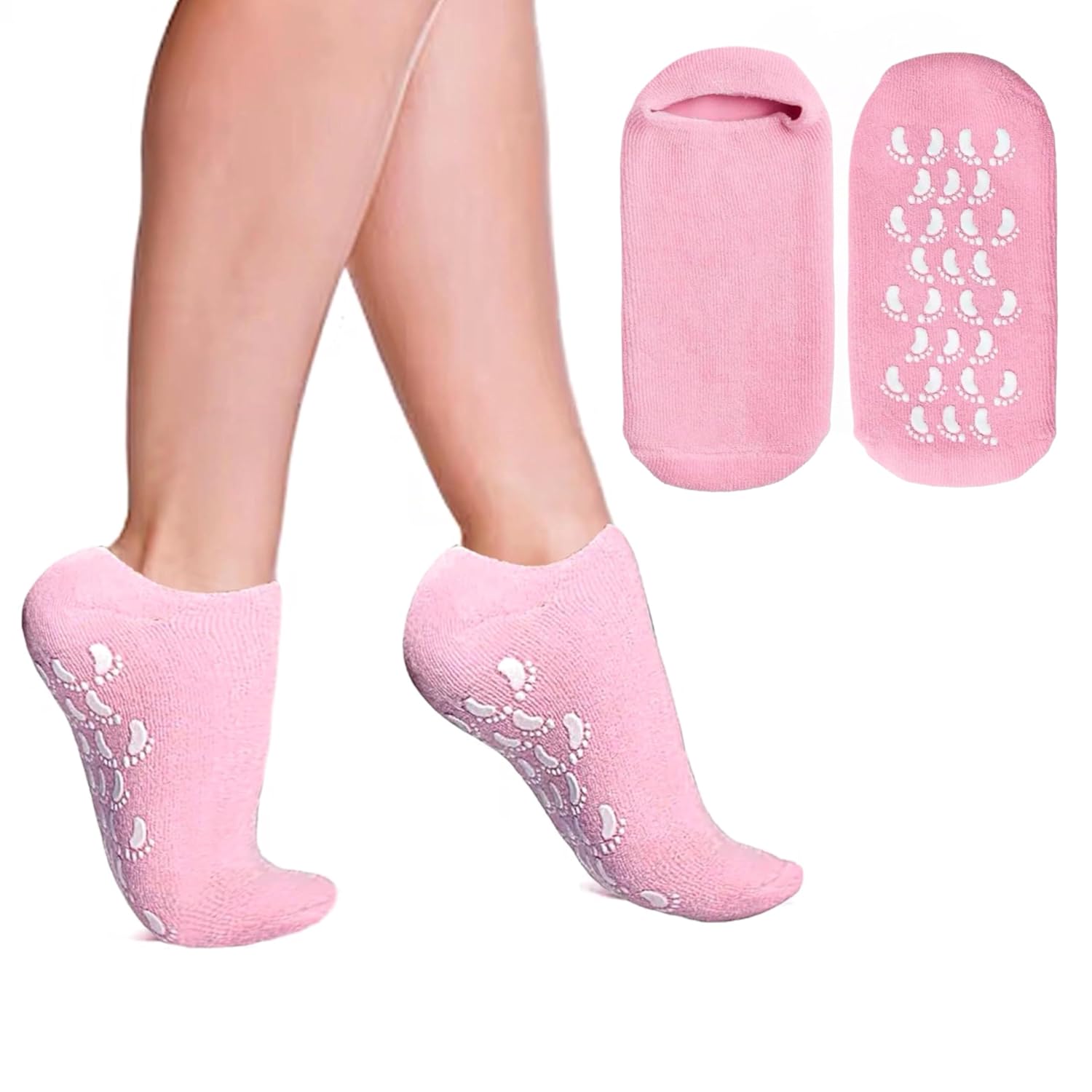 Gel Lined Silicone Moisturizing Socks For Dry Cracked Feet - Multicolor