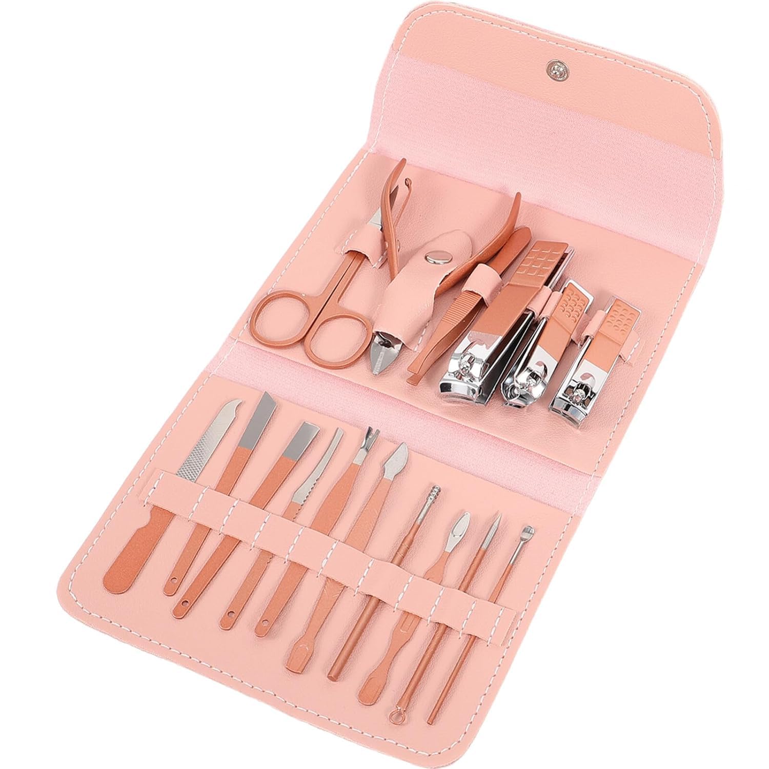 16 In 1 Stainless Steel Manicure And Pedicure Kit With Leather Case - Black