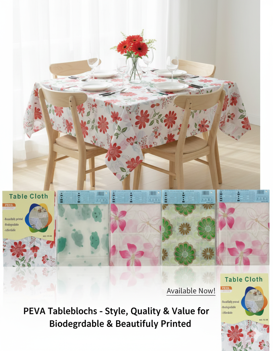 Waterproof Floral Printed Dining Table Cover For 4 To 6 Seater Table - Multicolor
