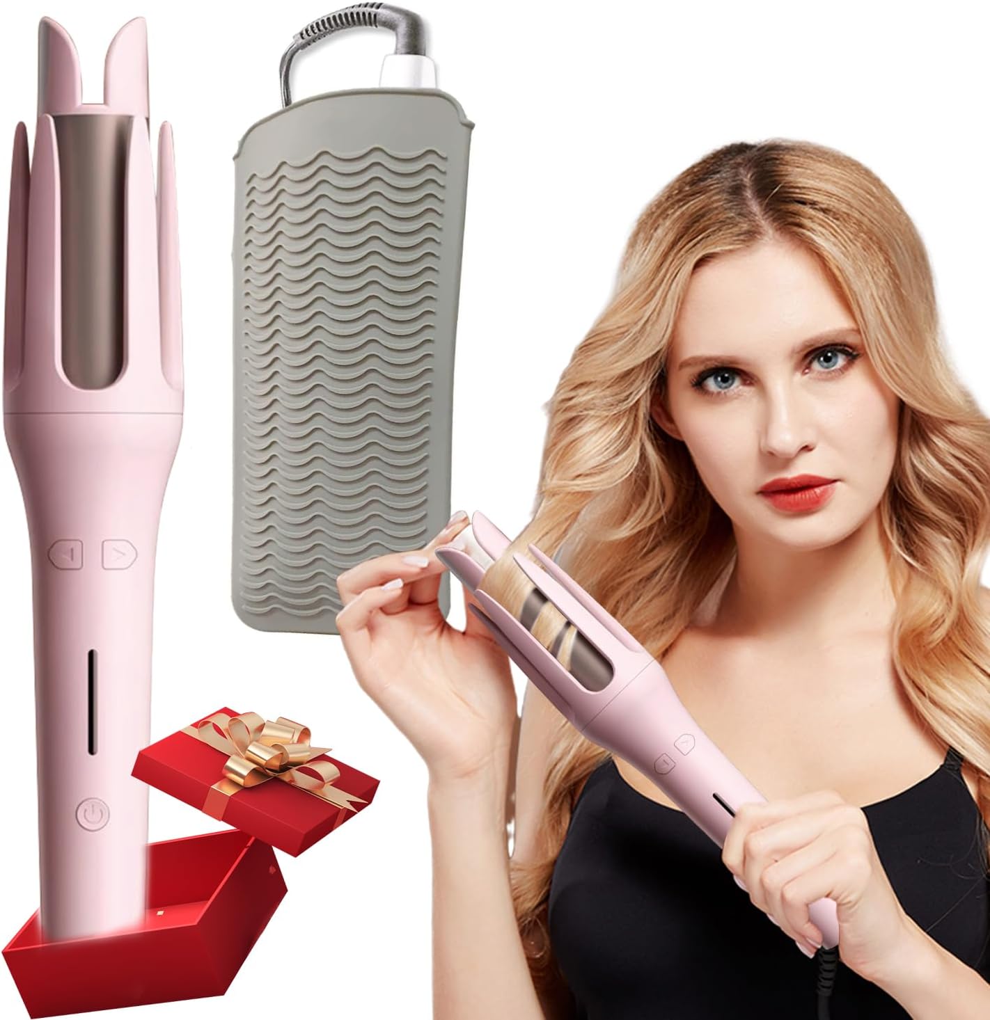 32mm Automatic Hair Curling Iron With Fast Heating And Travel Storage Bag - Multicolor