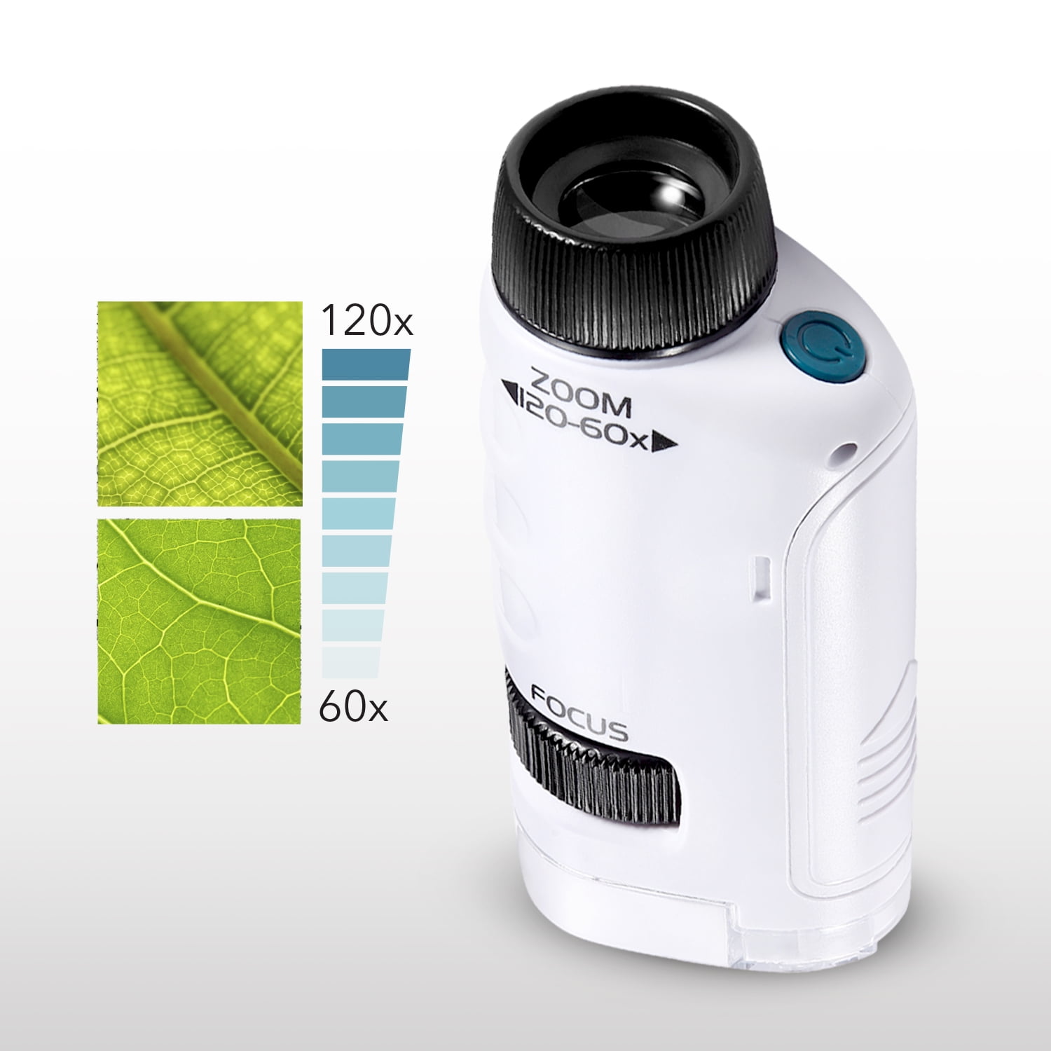 Mini Portable LED Pocket Microscope 60x To 120x Magnification White - White