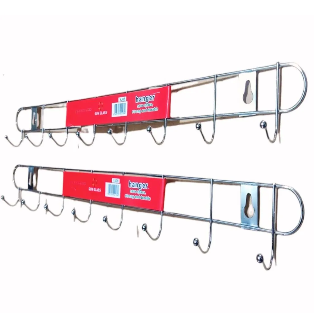 Stainless Steel Wall And Door Clothes Hanger With 10 And 8 Hooks