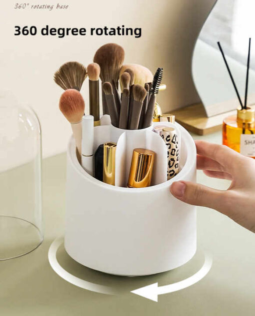 360 Degree Rotating Dustproof Makeup Brush Organizer With Protective Lid - Multicolor