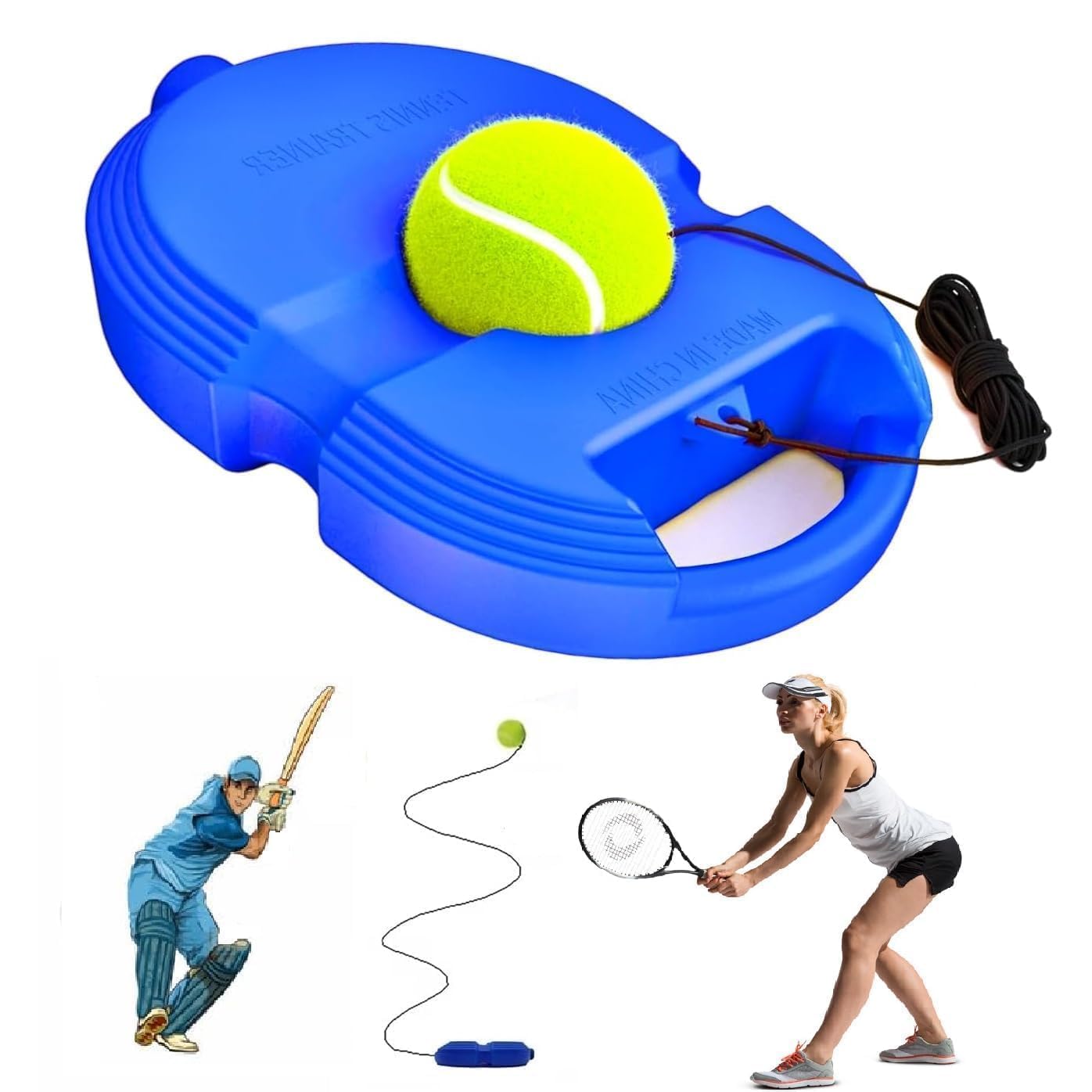Rebound Training Ball With Fillable Stand For Cricket And Tennis Practice - Black