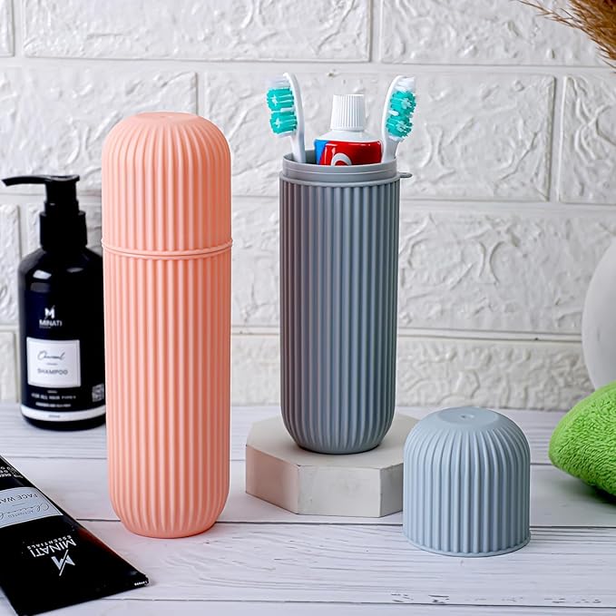 Capsule Travel Toothbrush And Toothpaste Carry Case - Multicolor
