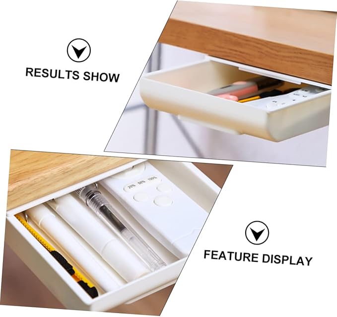 Mini Under Desk Hidden Storage Drawer Self Adhesive Organizer White - Multicolor