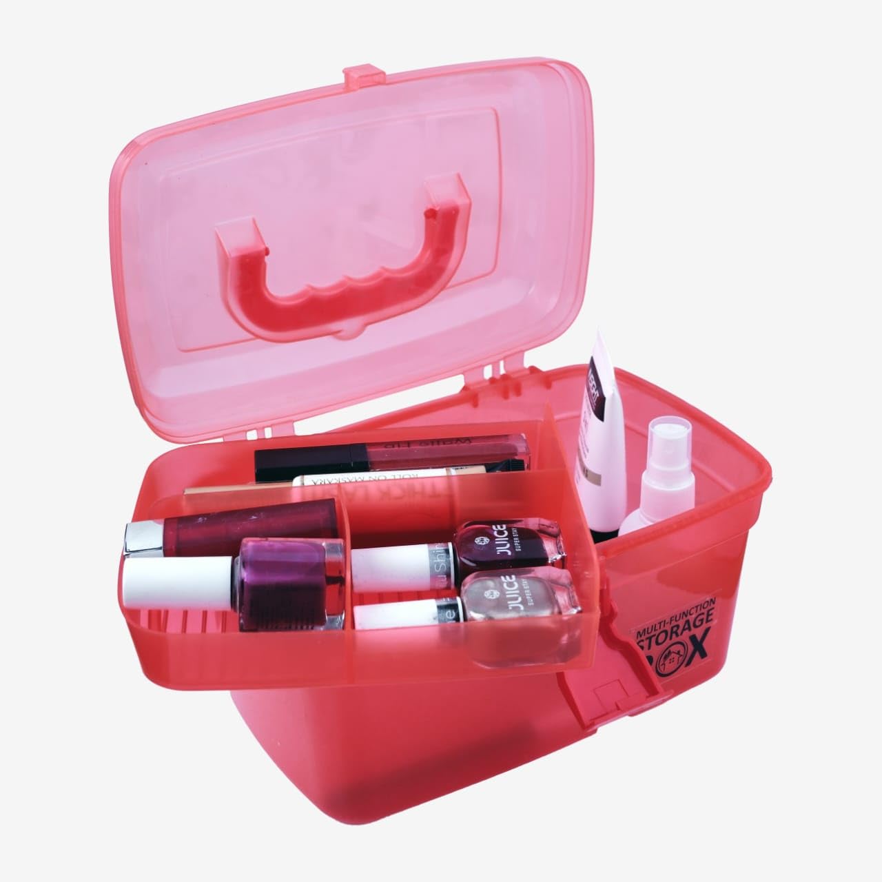 Multipurpose Storage Box With Removable Tray And Handle - Multicolor