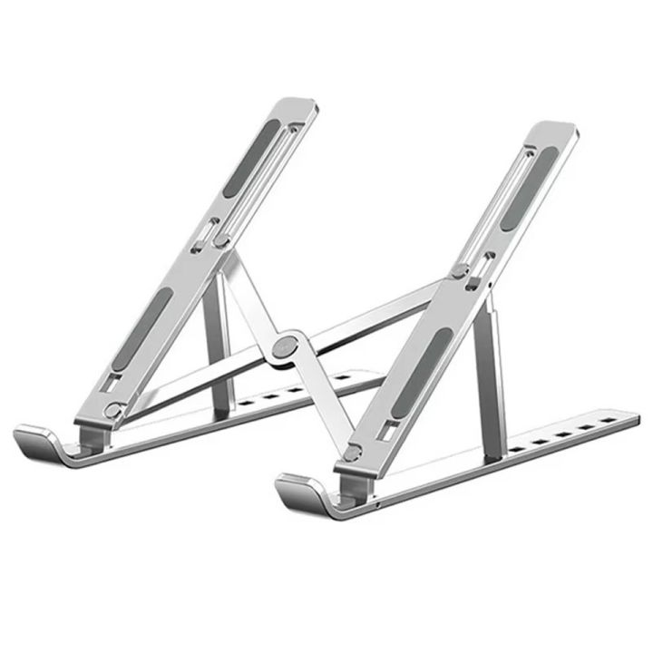 Portable Foldable Adjustable Aluminum Laptop Stand With Anti Slip Grip - Gray