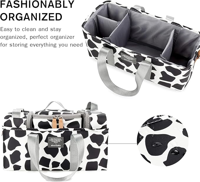Zapkart Baby Diaper Caddy Organizer - Black & White