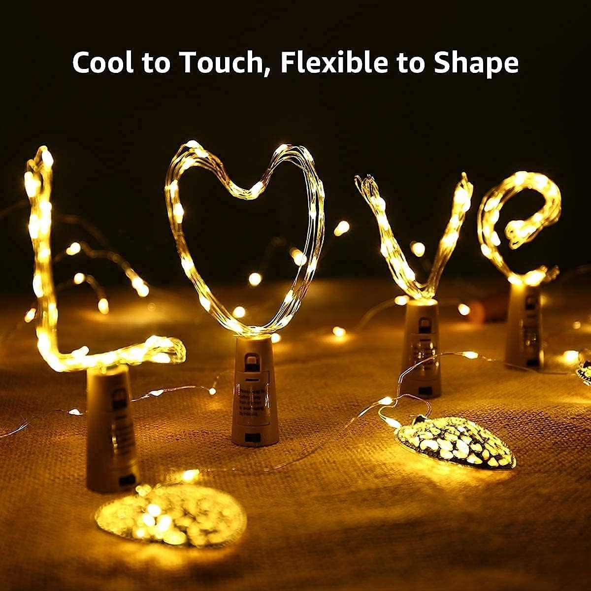 20 LED Cork Bottle String Lights For Decorative Lighting - Gold