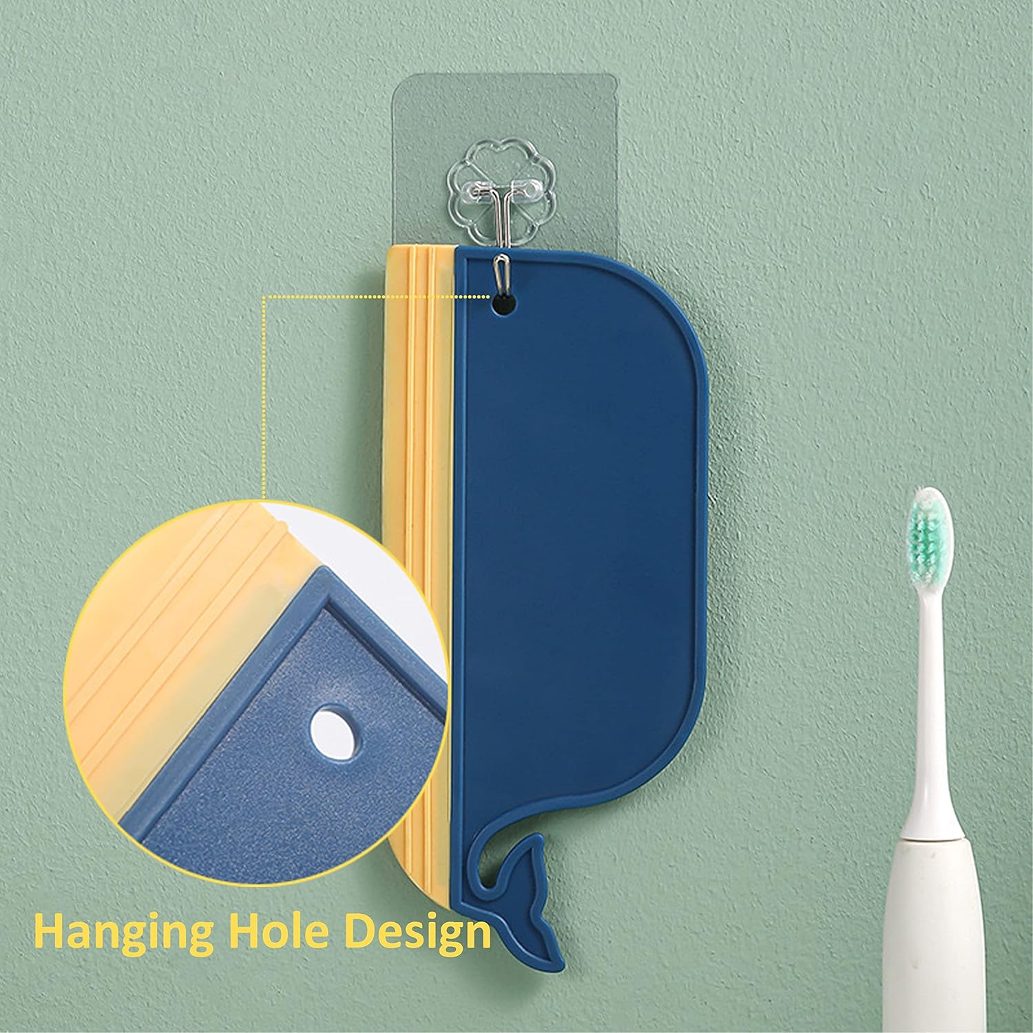 Silicone Whale Glass Wiper Scraper For Bathroom And Window Cleaning - Multicolor