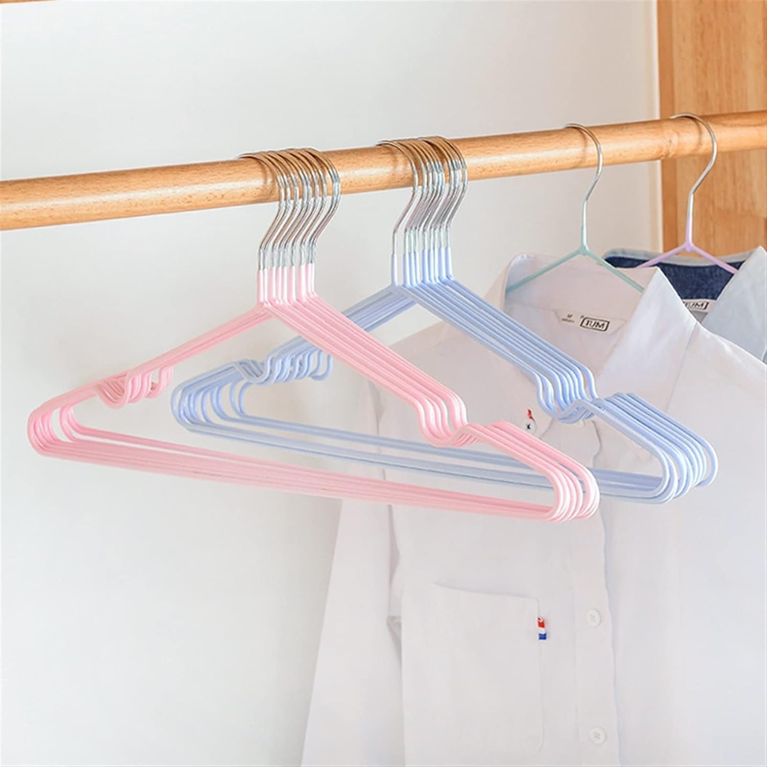 10 Piece Silicone Coated Stainless Steel Clothes Hangers Anti Slip Set - Multicolor