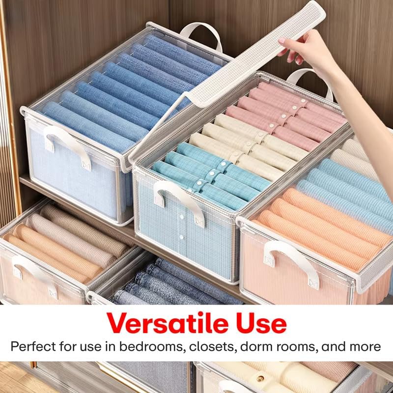 Stackable Clear PVC Clothes Storage Box For Wardrobe Organizer - Light Yellow