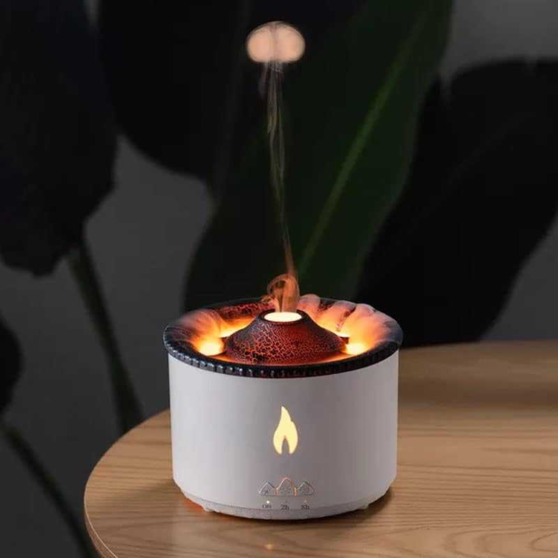 350ml Volcano Flame Essential Oil Diffuser With Mist Effect White - White