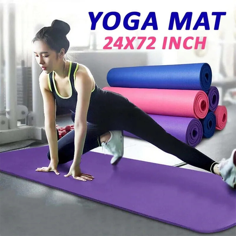 2x6 Feet Yoga And Exercise Mat With Carry Strap - 4mm/6mm/8mm