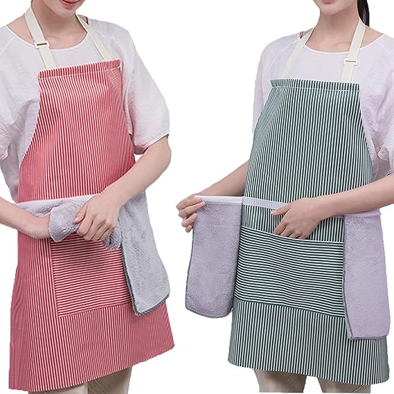 Adjustable New Cotton Cooking Apron with Pocket Belt - Multicolor