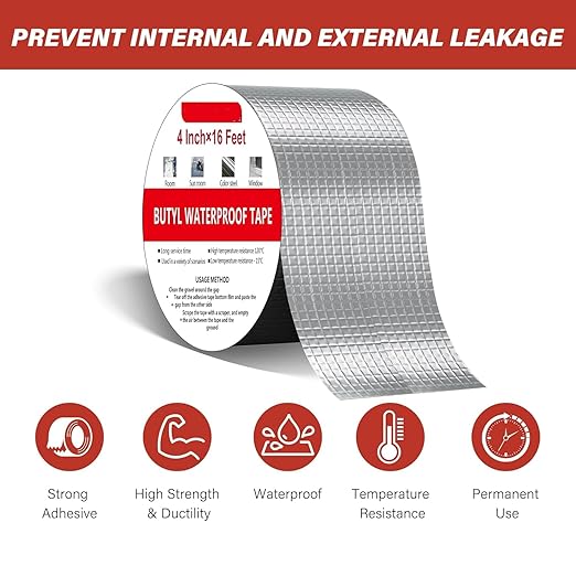 Super Strong Waterproof Aluminum Butyl Repair Tape For Leak Sealing - Multicolor