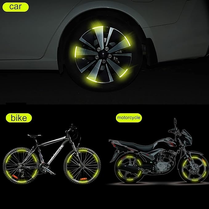 Colorful Reflective Tire Stickers For Bikes Cars And Cycles - Light Green
