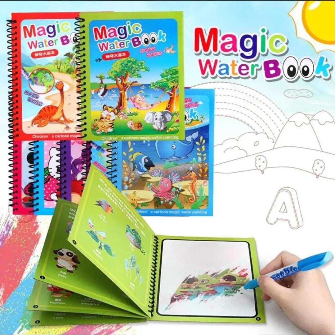 Magic Reusable Water Drawing Book With Magic Pen For Kids 