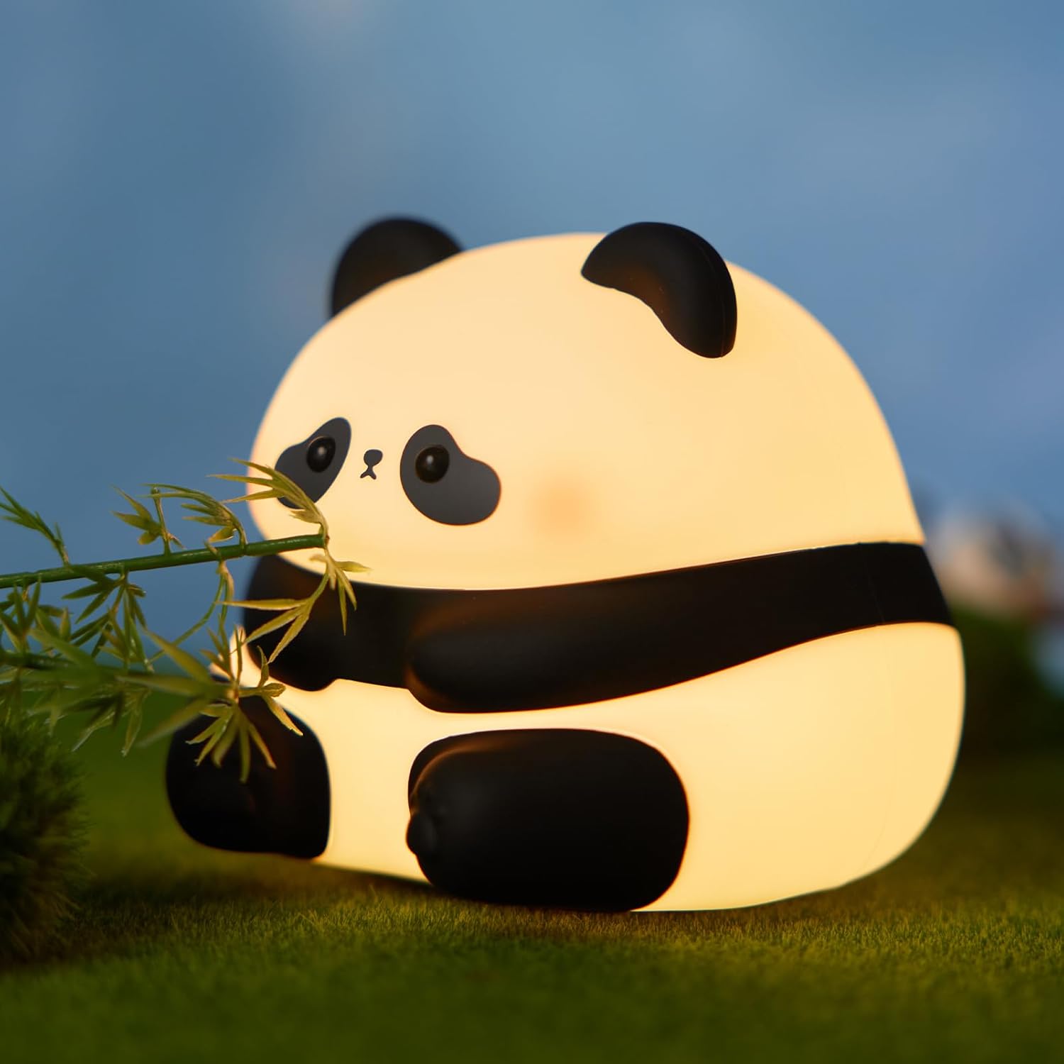 Cute Panda Silicone LED Night Light With 3 Level Dimming Rechargeable Lamp - Mulitcolor