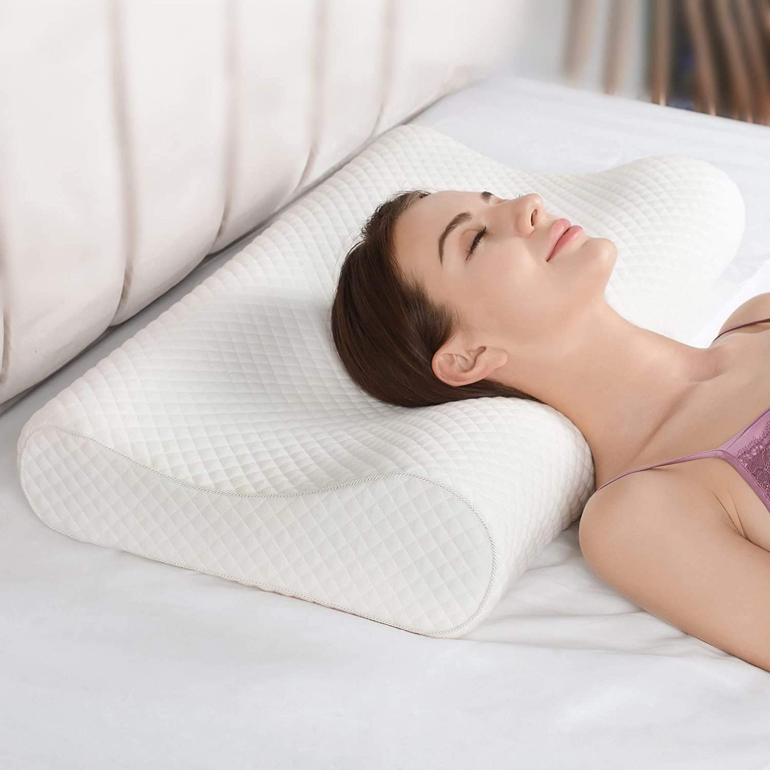 Orthopedic Memory Foam Neck Support Contour Pillow - White