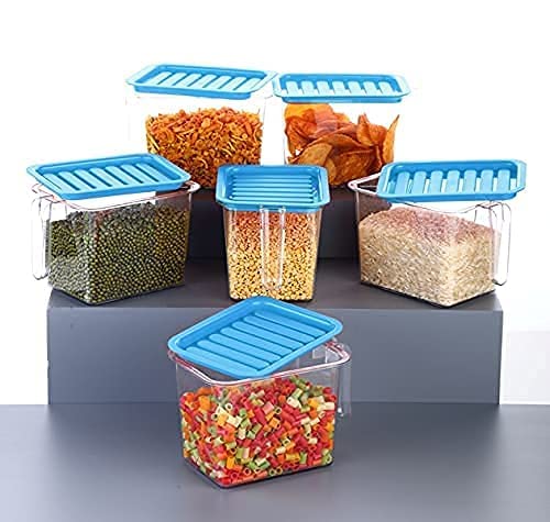 6 Pack Fridge Storage Containers With Handle Stackable Organizer Boxes - Multicolor