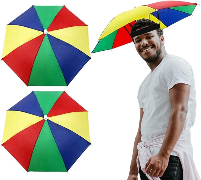 Rainbow Hands Free Cap Umbrella For Kids And Adults - Multicolor
