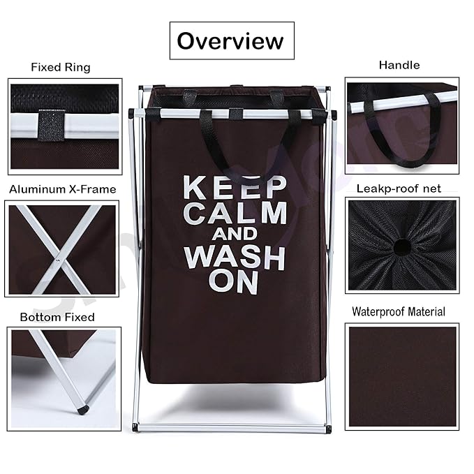 Foldable Aluminium Frame Clothes Basket Hamper For Home Use - Multicolor