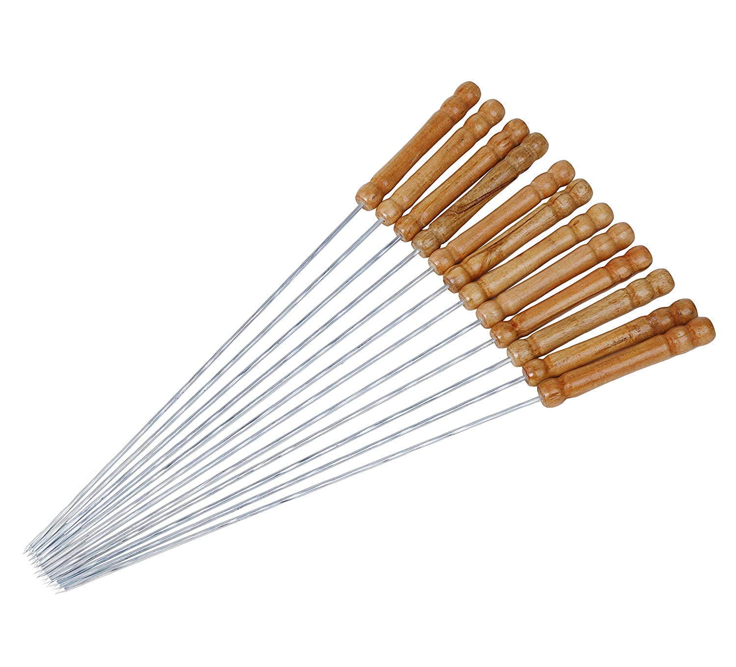 Stainless Steel BBQ Skewers Set With Wooden Handle 12pcs