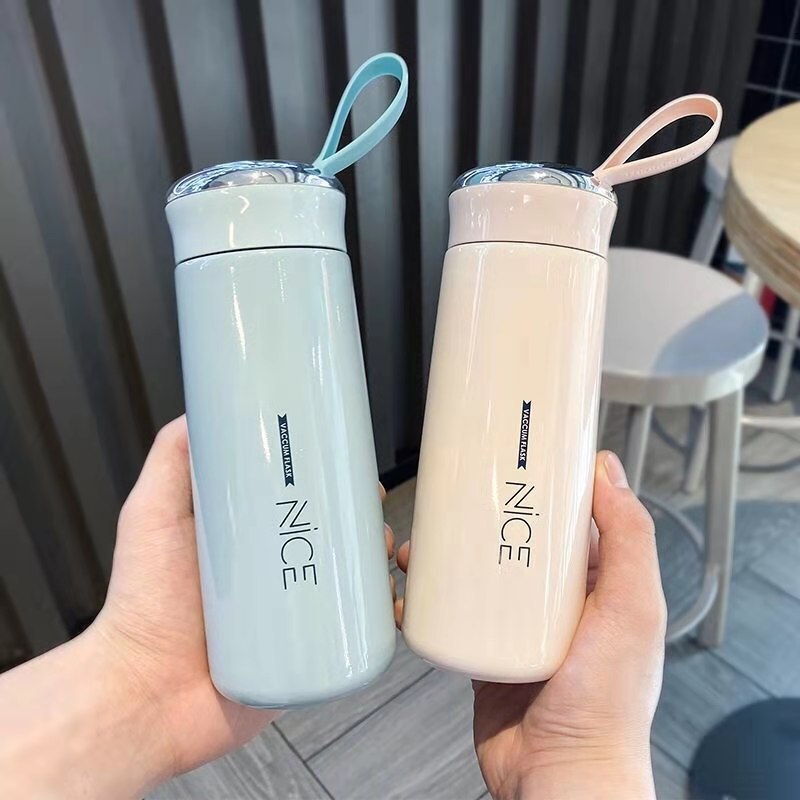 Premium Nice 400ml Insulated Glass Water Bottle For Daily Use - Multicolor