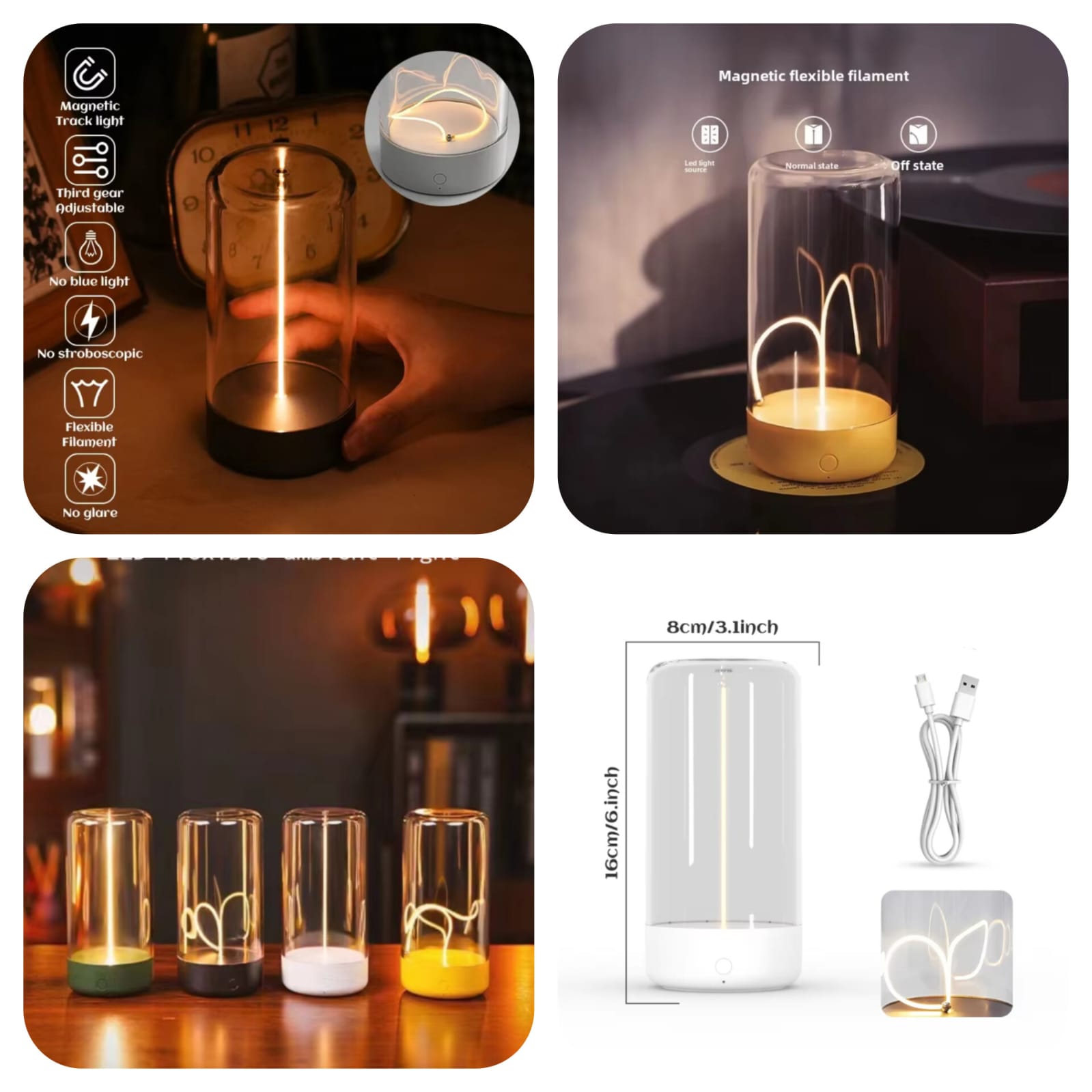 Mini Rechargeable Cordless LED Table Lamp With Breathing Effect - Multicolor