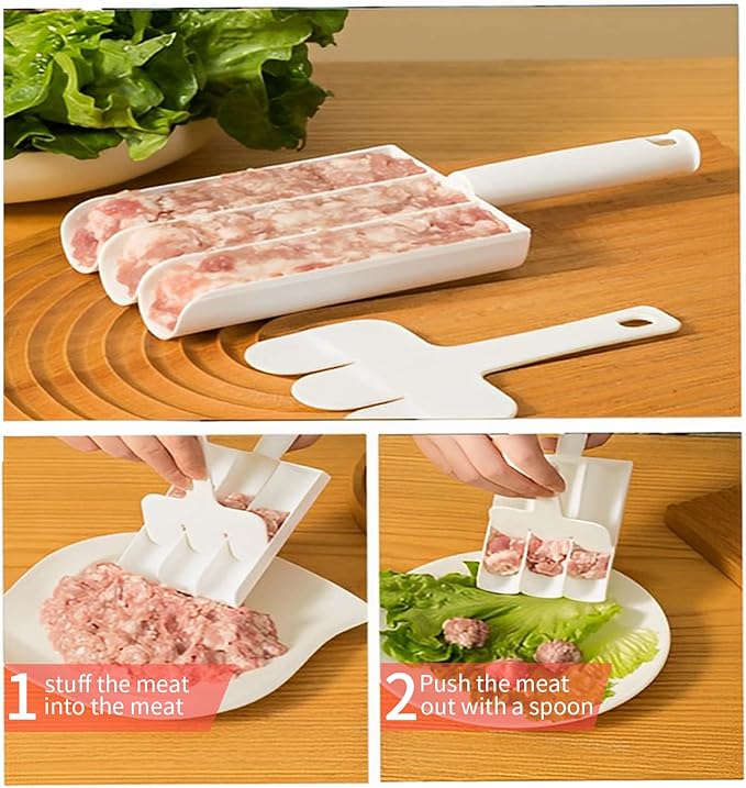 Creative Kitchen Triple Meatball Maker,2023 Meat Baller Spoon with Cutting Spade,DIY Meatball Making Set,Home Cooking Tools for Quick Cooping Cookie Dough - Multicolor