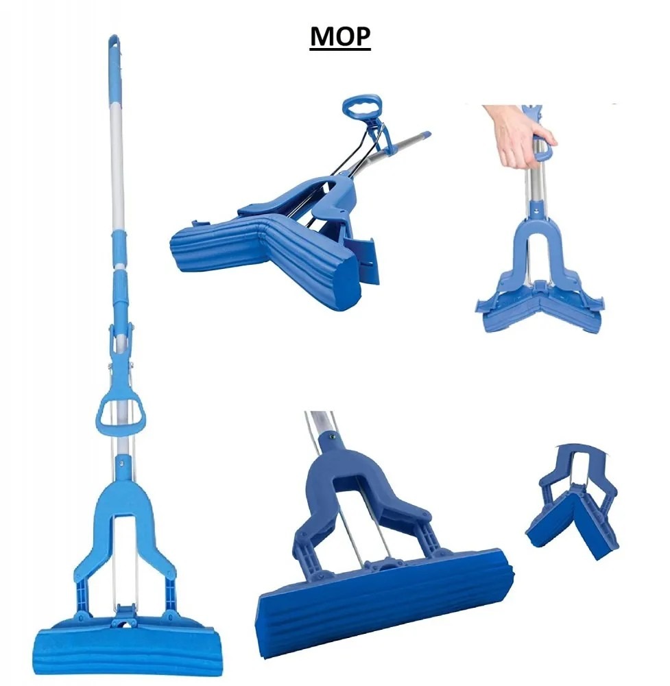 Ultra Absorbent PVA Sponge Mop With Extendable Handle - Multicolor