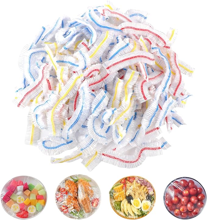 100 Pieces Disposable Elastic Food Cover Bags - Multicolor