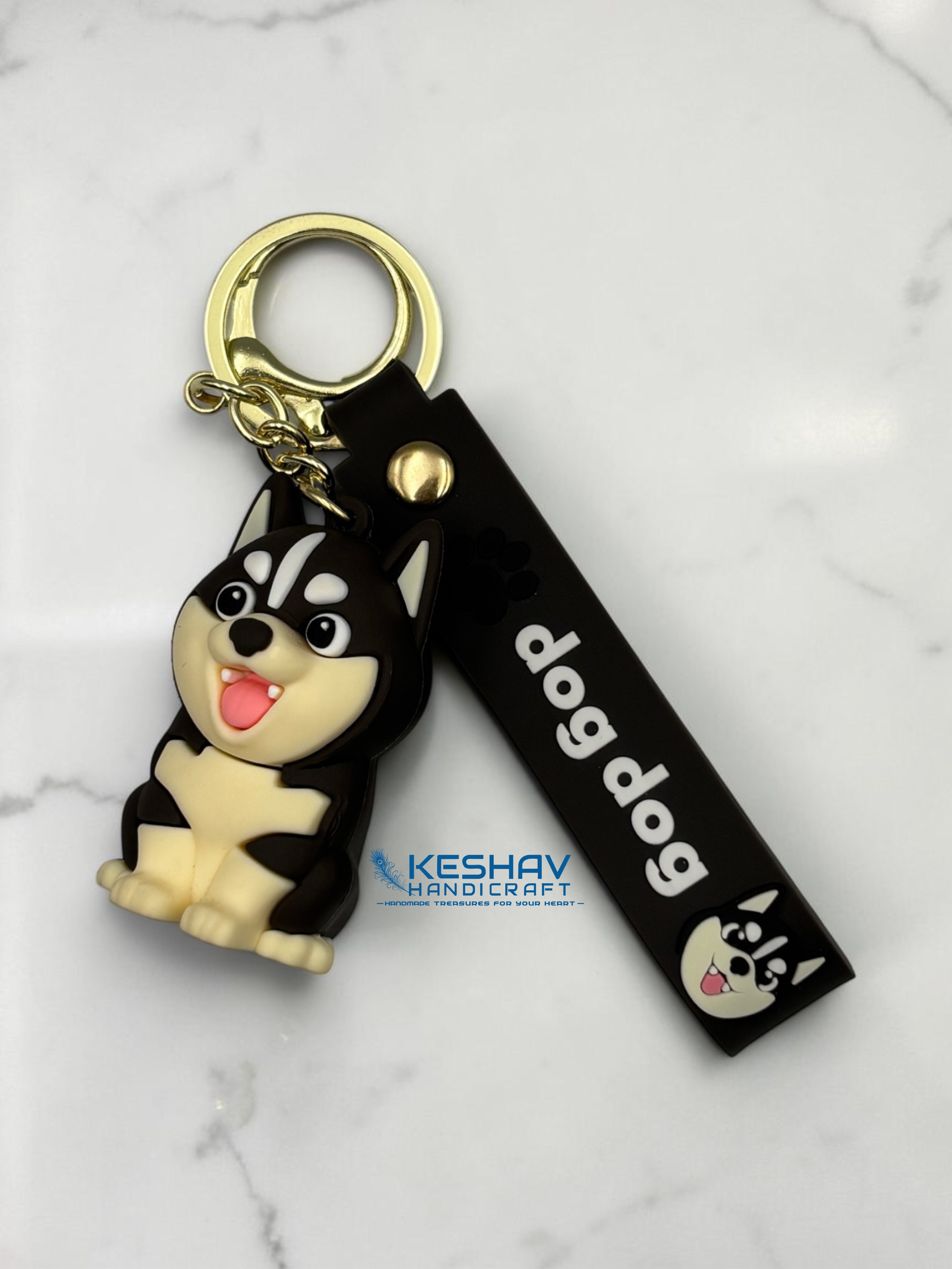 Cute Brown Husky Key Chain for Dog Lovers