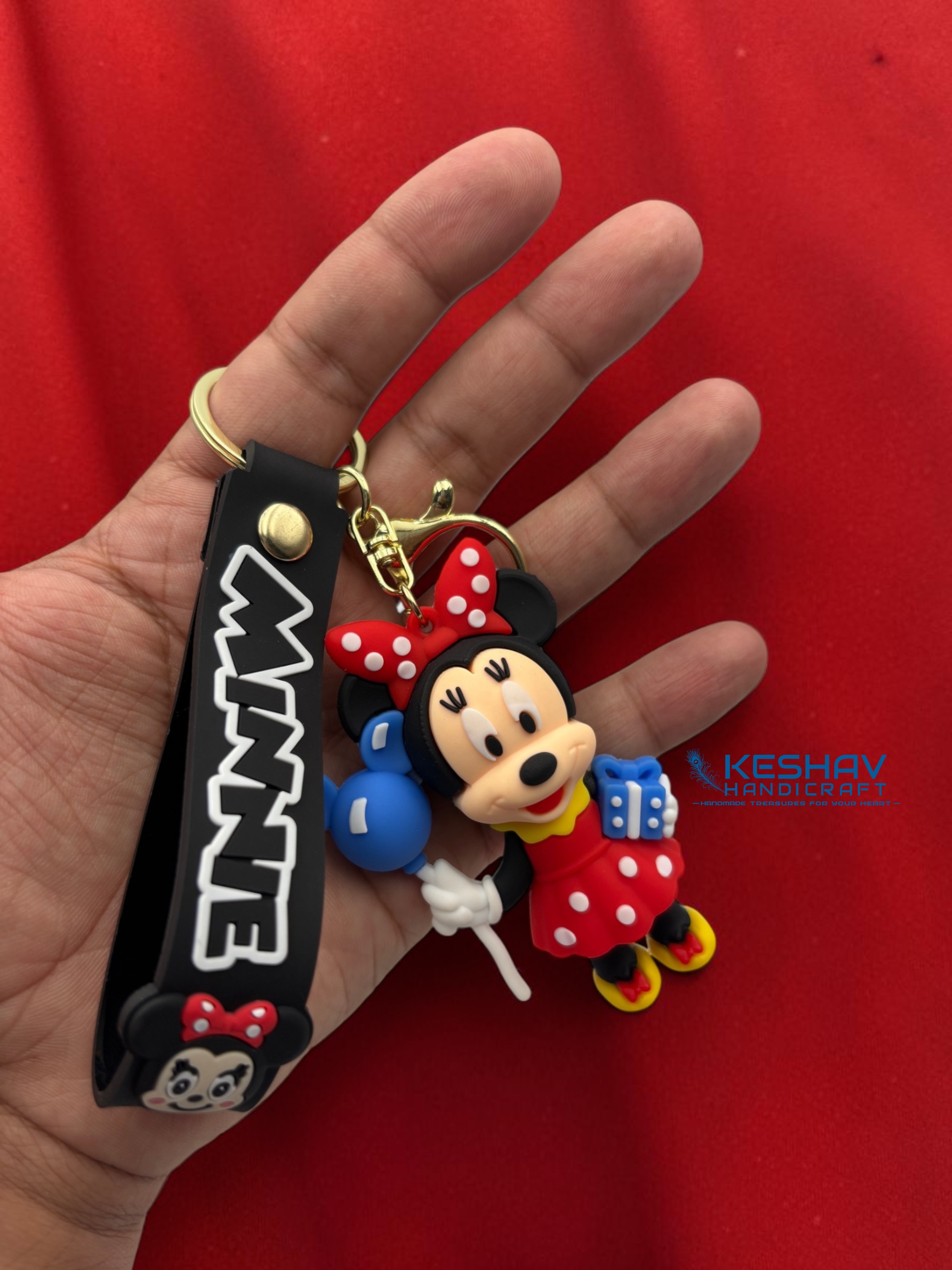 Cute Minnie Mouse Keychain for Girls | Soft Rubber Cartoon Key Ring | Bag Charm & Car Key Holder