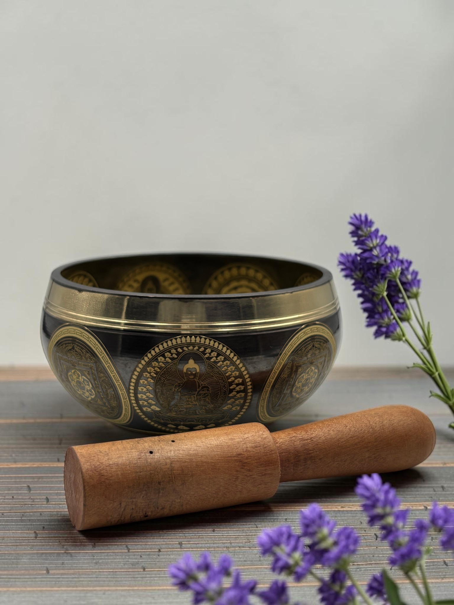 11 cm Hand-Carved Buddha Singing Bowl With Dharma Chakra Design | Meditation & Healing Bowl