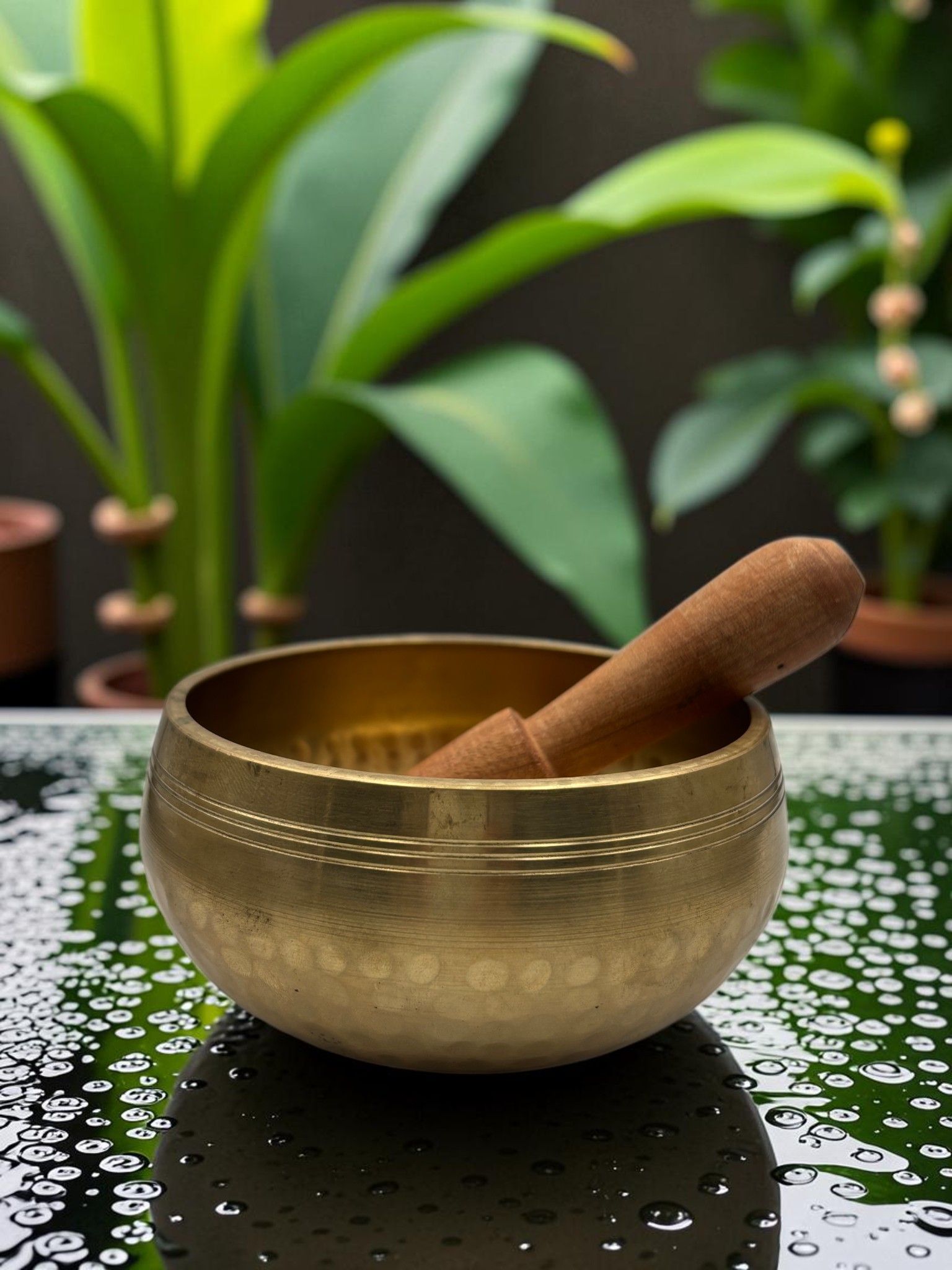 10.5 cm Tibetan Singing Bowl with Wooden Mallet | Meditation, Yoga & Sound Healing Bowl