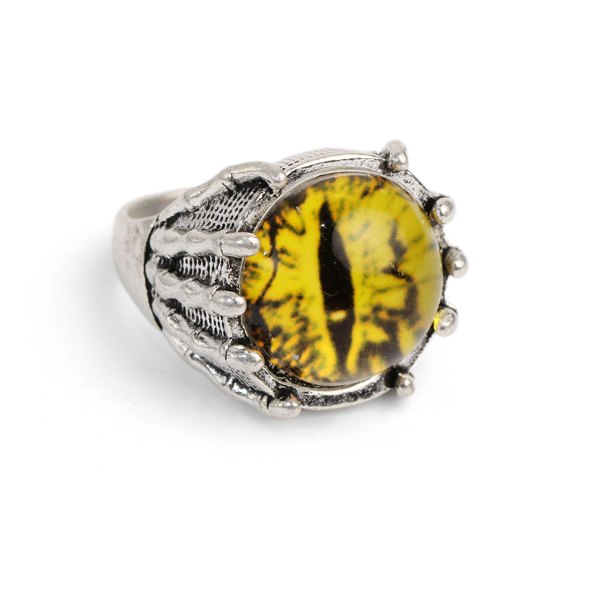 Yellow Color Third Eye Stainless Ring For Men - Size "10"
